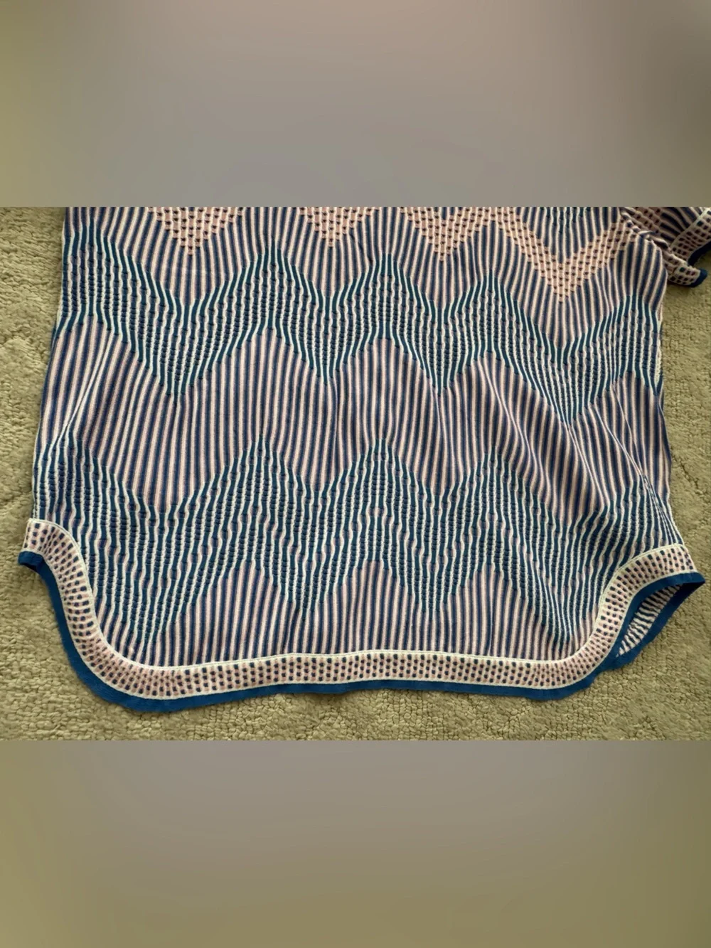 Chanel Authentic Cruise Blue/Pink/White Zigzag Pattern  Knit Top/36/ New